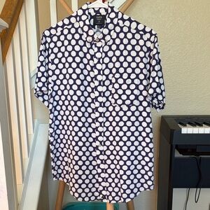 Calvin Klein Men's Navy Polka Dot Casual Shirt